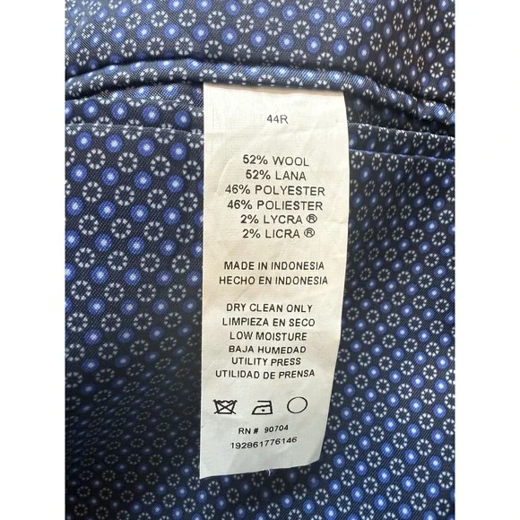 Original Penguin Blazer Men 44 R Blue Plaid Wool Blend Two Button Jacket Classic